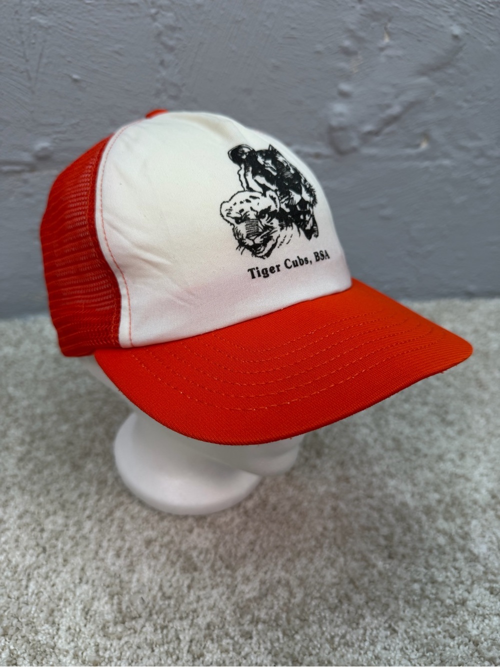 Vintage 80's Tiger Cubs Boy Scout BSA Mesh Snapback Trucker M/L Cap Hat